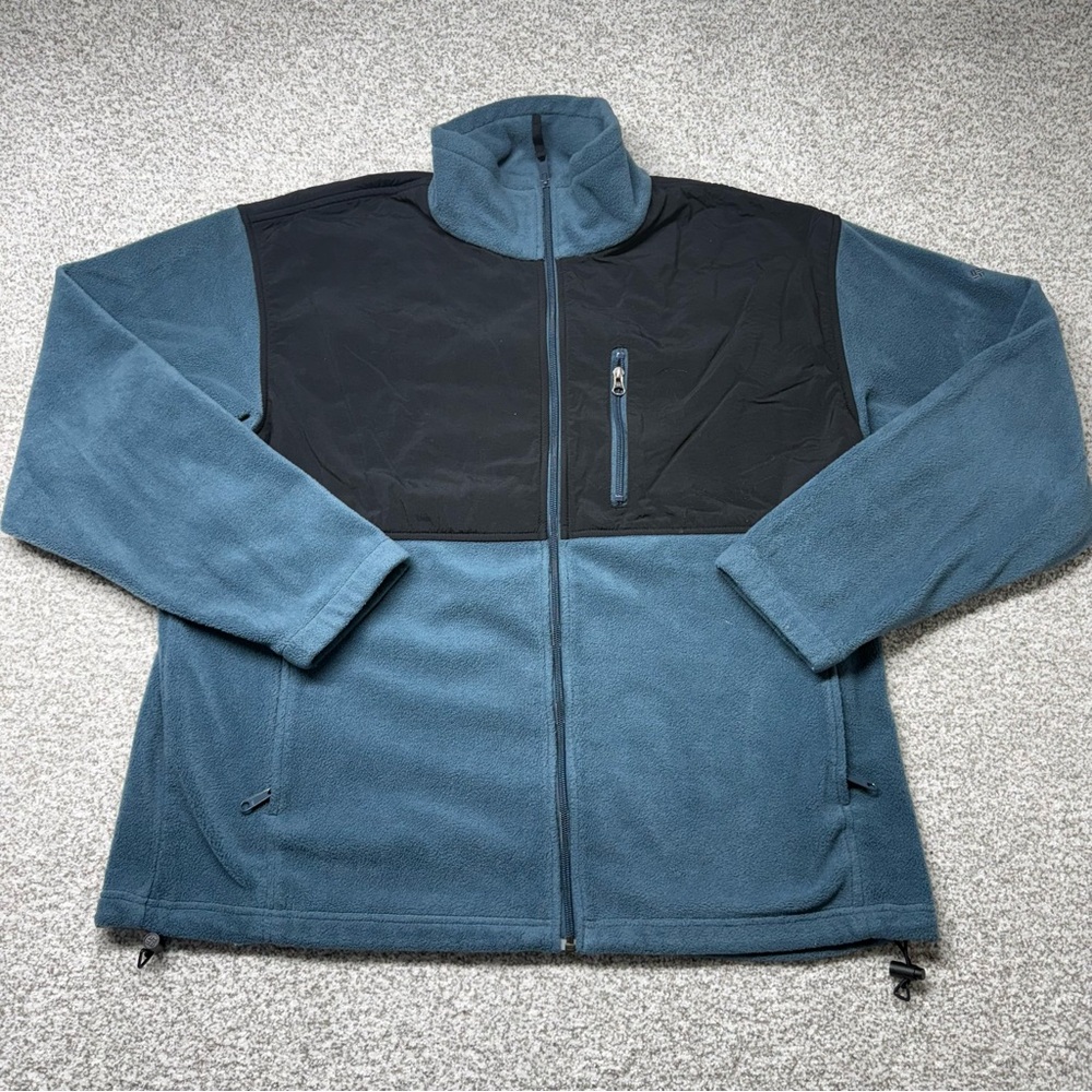 Men’s Columbia Blue Black Fleece Long Sleeve‎ Full Zip Collared Jacket Size XL